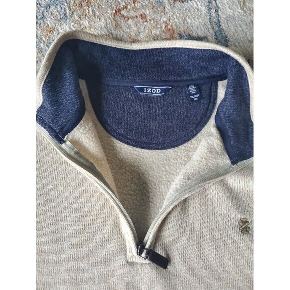 Mens Izod 1/4 Zip Pullover Fleece Camel Heather XXL Classic Fit - Picture 3 of 11